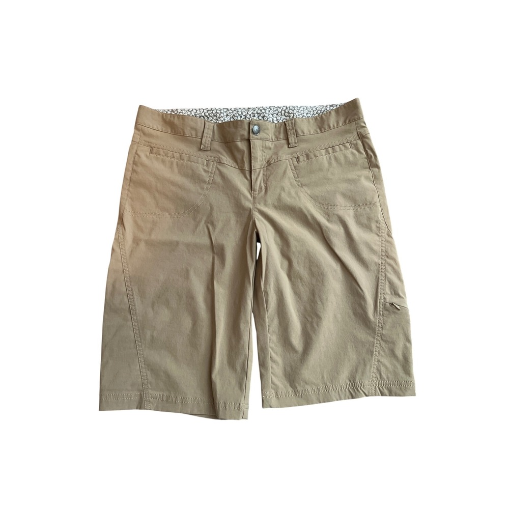 Athleta Womens Khaki Tan Hiking Shorts Size 12 Nylon Spandex